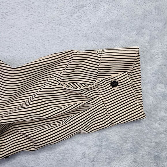 Adrienne Vittadini Shirt Women XL Brown Stripe Button Long Sleeve Stretch Office - Picture 9 of 12